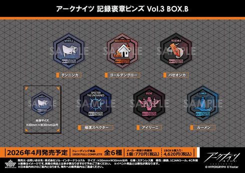 『アークナイツ』記録褒章ピンズ Vol.3 BOX.B