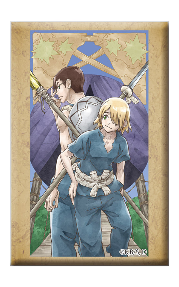 『Dr.STONE』スタンド付きスクエア缶バッジ 金狼&銀狼
