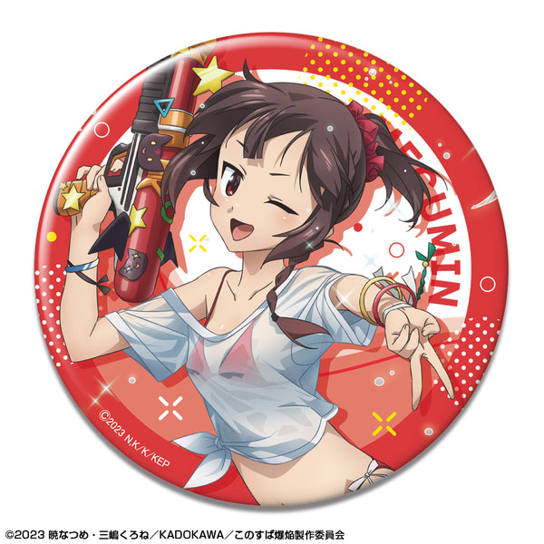 『この素晴らしい世界に爆焔を!』缶バッジ デザイン01(めぐみん/Tシャツ水着Ver./A)【描き下ろし】【202608再販】