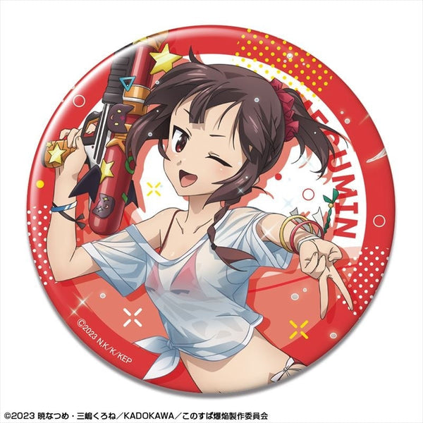 『この素晴らしい世界に爆焔を!』缶バッジ デザイン01(めぐみん/Tシャツ水着Ver./A)【描き下ろし】【202406再販】