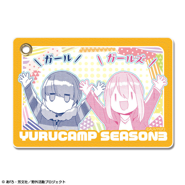『ゆるキャン△ SEASON3』レザーパスケース Ver.3 デザイン02(各務原なでしこ&志摩リン)