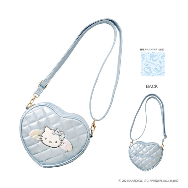 『ハローキティ』エンジェル キルティング ハートポシェット ブルー