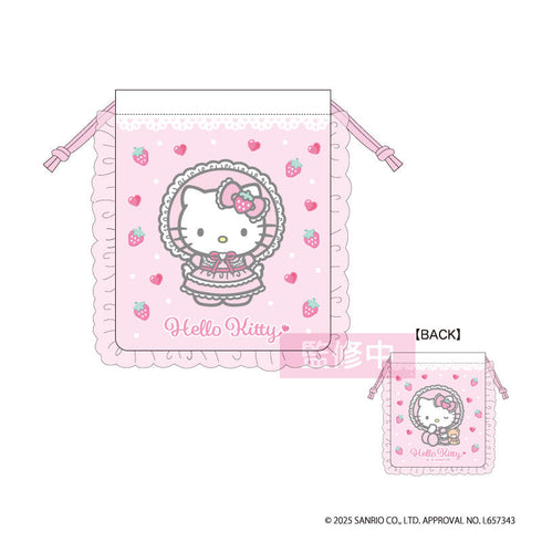 『ハローキティ』ラブリーフリル巾着 ロリータ (ピンク)【202507再販】
