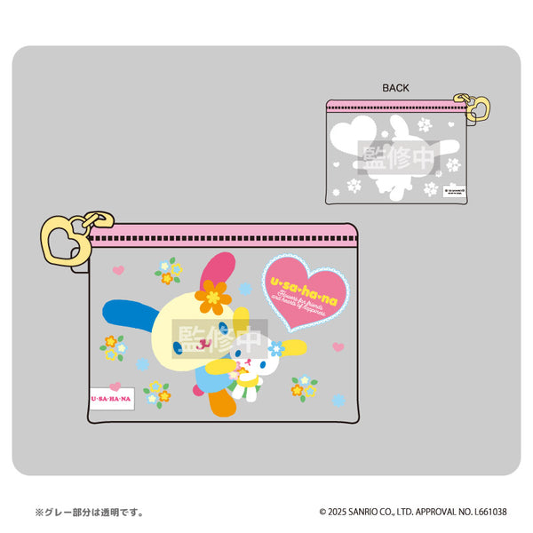 『ウサハナ』ミニクリアポーチ ピンク