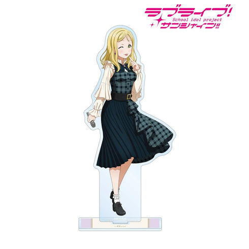 『ラブライブ!サンシャイン!!』描き下ろし 小原 鞠莉 チェックワンピース衣装ver. BIGアクリルスタンド