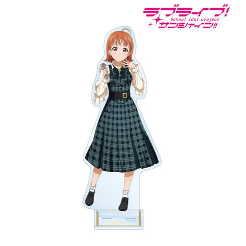 『ラブライブ!サンシャイン!!』描き下ろし 高海 千歌 チェックワンピース衣装ver. 特大アクリルスタンド【202503再販】