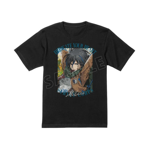 『進撃の巨人』ミカサ grunge CANVAS Tシャツレディース【202604再販】