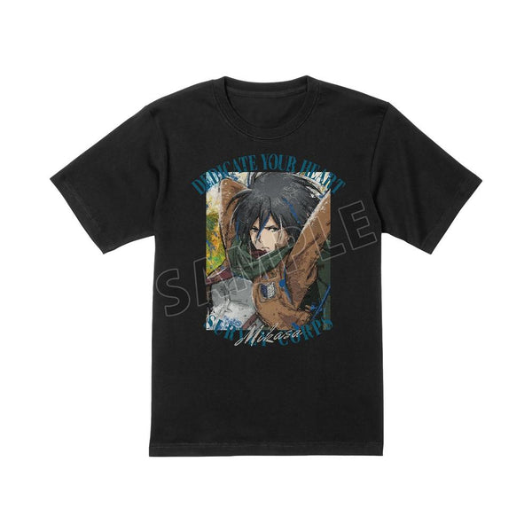 『進撃の巨人』ミカサ grunge CANVAS Tシャツレディース【202604再販】