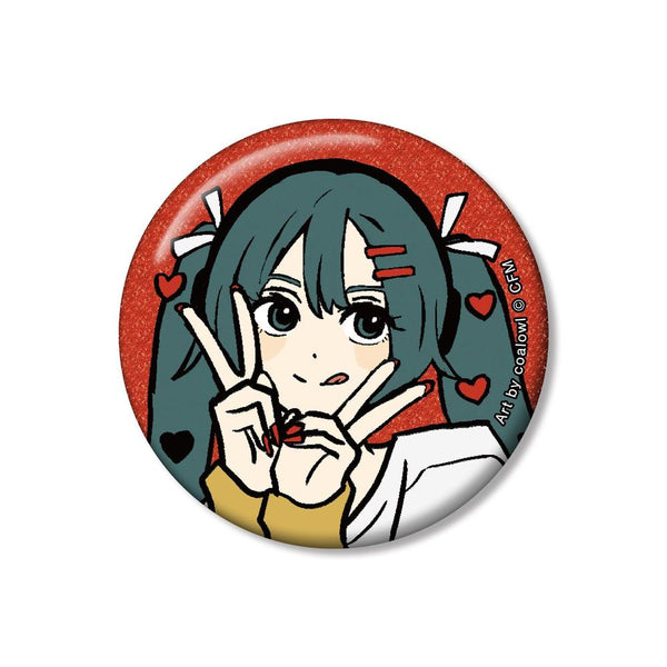 『初音ミク』描き下ろし 初音ミク ハートver. Art by coalowl グリッター缶バッジ ver.A【202604再販】