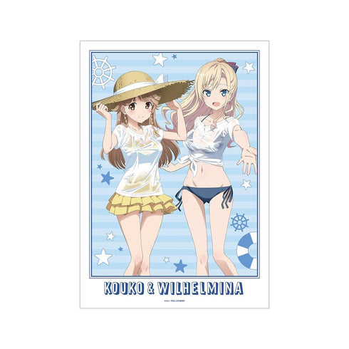 『ハイスクール・フリート』描き下ろし 納沙 幸子&ヴィルヘルミーナ 海辺ver. A3マット加工ポスター【202603再販】