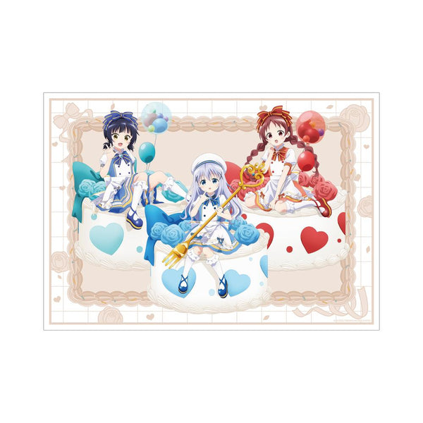 『ご注文はうさぎですか? BLOOM』描き下ろし チノ&マヤ&メグ お座りケーキver. A3マット加工ポスター【202507再販】