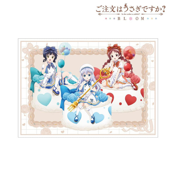 『ご注文はうさぎですか? BLOOM』描き下ろし チノ&マヤ&メグ お座りケーキver. A3マット加工ポスター【202604再販】