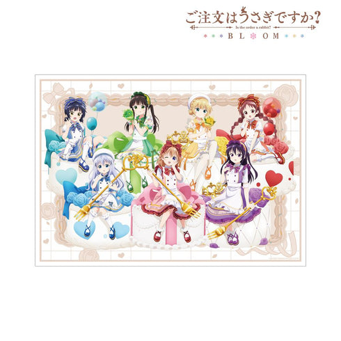 "Is the Order a Rabbit? BLOOM" Original Illustration: Group Sitting Cake Ver. A3 Matte-Finish Poster