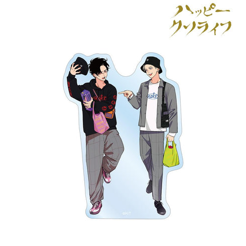 『ハッピークソライフ』はらだ先生 描き下ろし 粕谷京太郎&葛谷善行 わくわくショッピングver. ダイカットステッカー