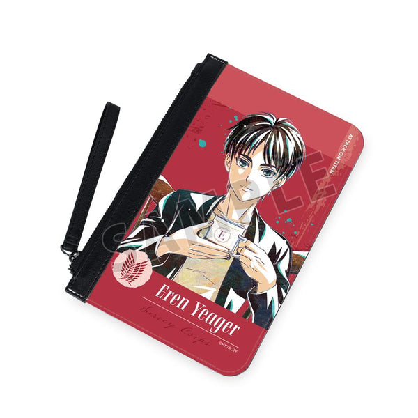 『進撃の巨人』描き下ろし エレン ティータイムver. Ani-Art PUレザーフラットポーチ【202512再販】