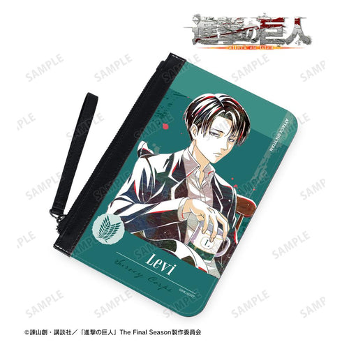 『進撃の巨人』描き下ろし リヴァイ ティータイムver. Ani-Art PUレザーフラットポーチ【202512再販】