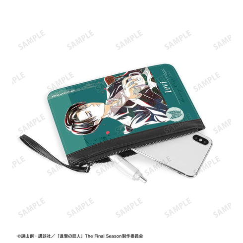『進撃の巨人』描き下ろし リヴァイ ティータイムver. Ani-Art PUレザーフラットポーチ【202512再販】