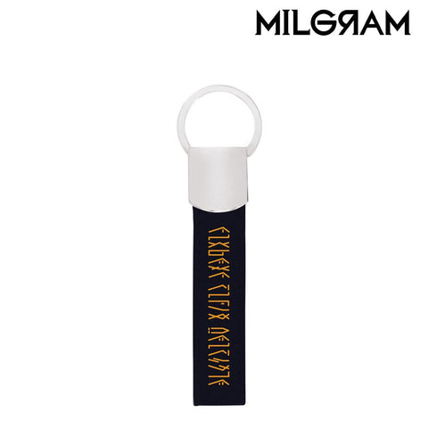 『MILGRAM -ミルグラム-』マヒル 囚人服ベルト風 キーリング付き合皮キーホルダー