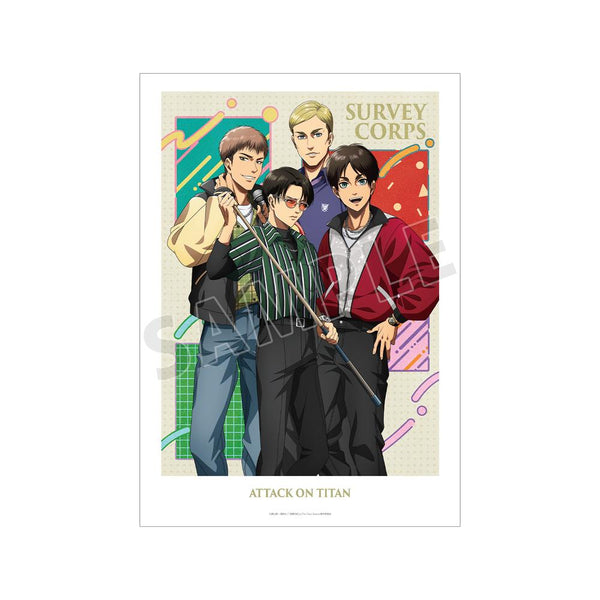 『進撃の巨人』描き下ろし 集合 レトロ風ファッションver. A3マット加工ポスター【202511再販】