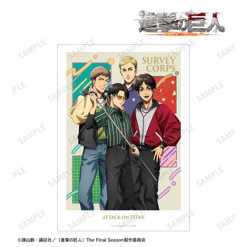『進撃の巨人』描き下ろし 集合 レトロ風ファッションver. A3マット加工ポスター【202511再販】