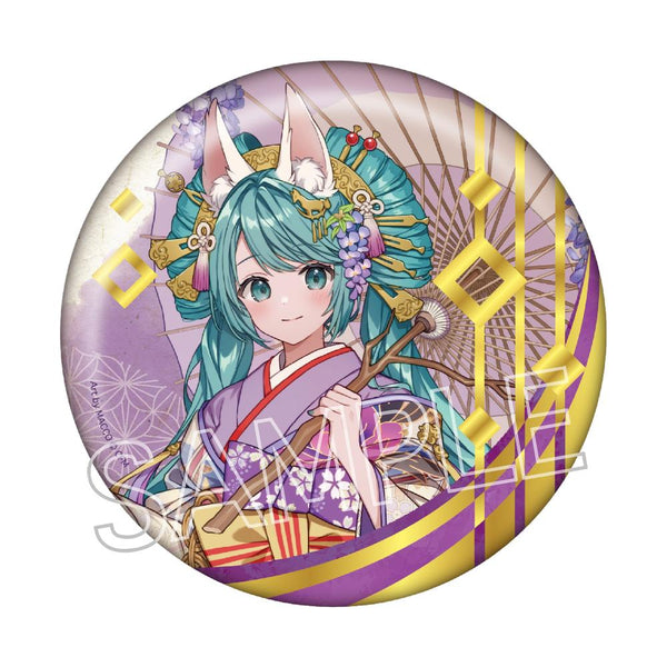 『初音ミク』百鬼夜行 ~麗宴~ 箔押しBIG缶バッジ C 白狐(しろぎつね)