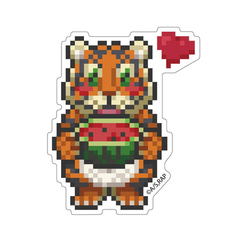 『ラーメン赤猫』ドット絵イラスト ダイカットステッカー クリシュナ