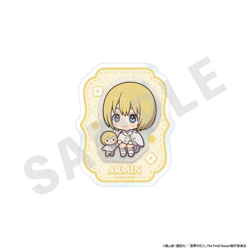 『進撃の巨人』ミニキャラホワイトコーデシリーズ 2層アクリルバッジ(アルミン)