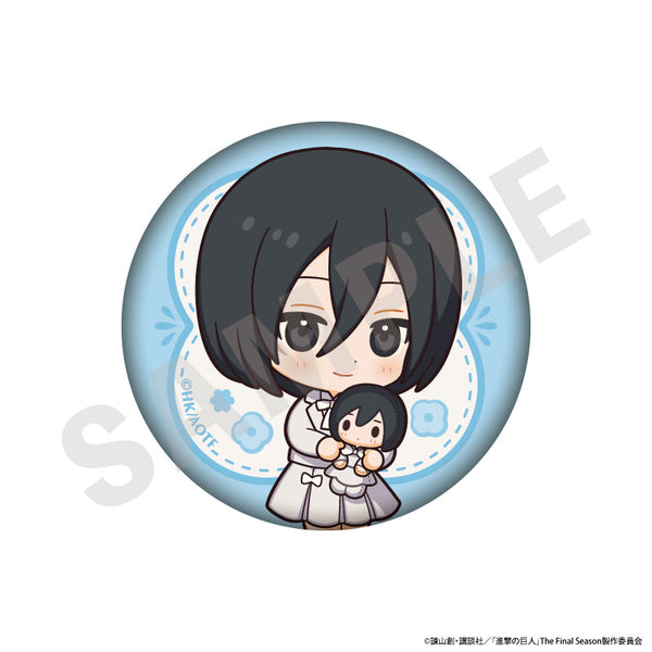 『進撃の巨人』ミニキャラホワイトコーデシリーズ 缶バッジ(ミカサ)