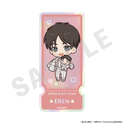 『進撃の巨人』ミニキャラホワイトコーデシリーズ オーロラステッカーセット(エレン・ミカサ・アルミン)
