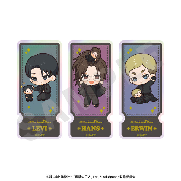 『進撃の巨人』ミニキャラブラックコーデシリーズ オーロラステッカーセット(リヴァイ・ハンジ・エルヴィン)