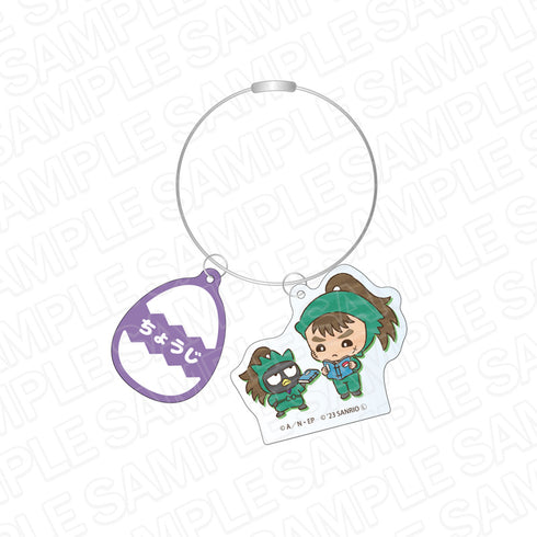 『忍たま乱太郎×サンリオキャラクターズ』お名前ワイヤーキーホルダー 中在家長次×バッドばつ丸