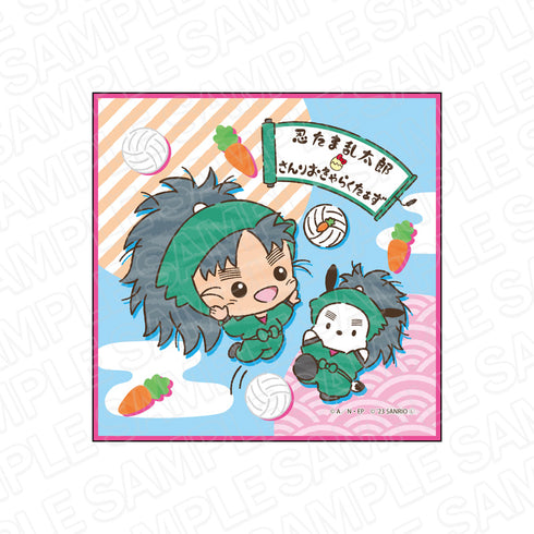 『忍たま乱太郎×サンリオキャラクターズ』ミニタオル 七松小平太×ポチャッコ