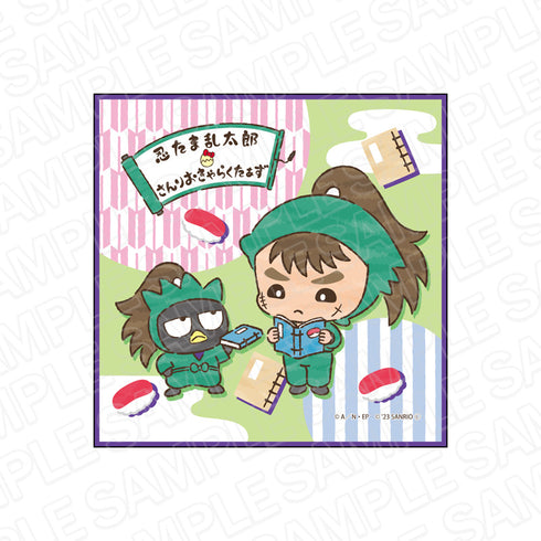 『忍たま乱太郎×サンリオキャラクターズ』ミニタオル 中在家長次×バッドばつ丸