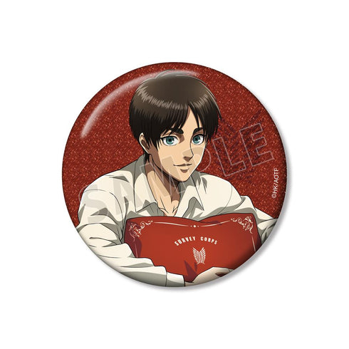 『進撃の巨人』描き下ろし エレン リラックスver. 76mmグリッター缶バッジ【202511再販】