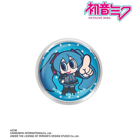 『初音ミク』ANGEL BLUEコラボ 描き起こし 初音ミク ガラスマグネットピンバッジ