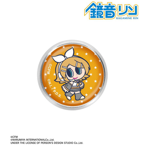 『初音ミク』ANGEL BLUEコラボ 描き起こし 鏡音リン ガラスマグネットピンバッジ