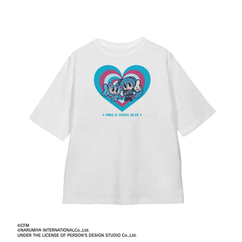 『初音ミク』ANGEL BLUEコラボ 描き起こし 初音ミク&ナカムラくん BIGシルエットTシャツユニセックス【202607再販】