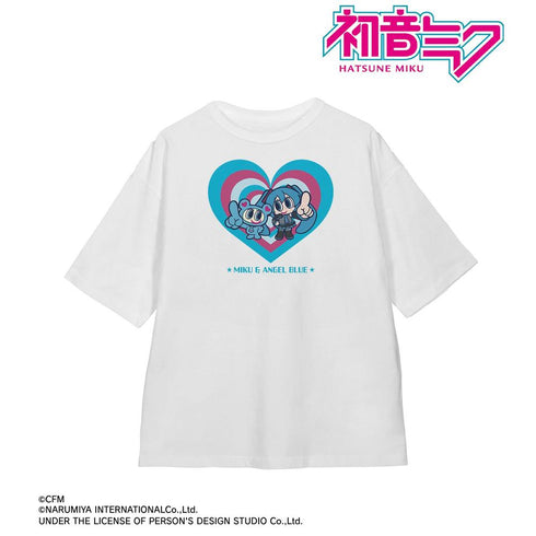 『初音ミク』ANGEL BLUEコラボ 描き起こし 初音ミク&ナカムラくん BIGシルエットTシャツユニセックス【202607再販】