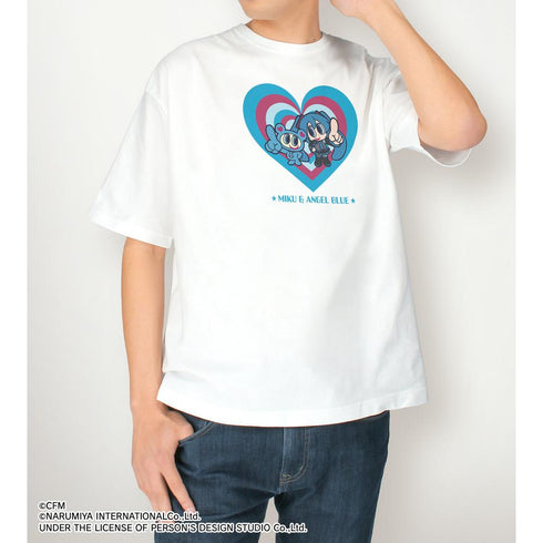 『初音ミク』ANGEL BLUEコラボ 描き起こし 初音ミク&ナカムラくん BIGシルエットTシャツユニセックス