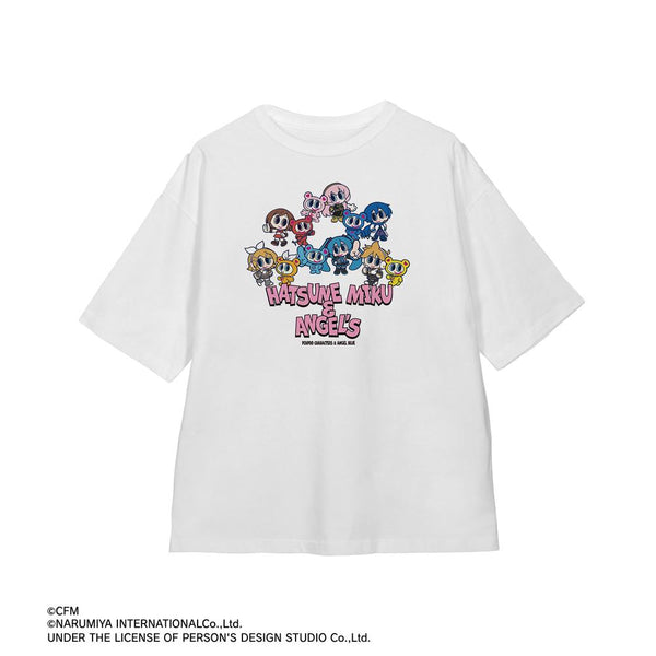 『初音ミク』ANGEL BLUEコラボ 描き起こし 集合 BIGシルエットTシャツユニセックス