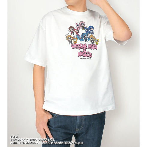 『初音ミク』ANGEL BLUEコラボ 描き起こし 集合 BIGシルエットTシャツユニセックス