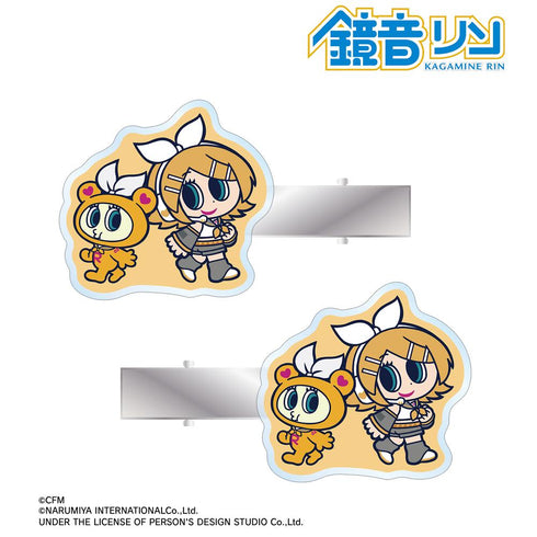 『初音ミク』ANGEL BLUEコラボ 描き起こし 鏡音リン&ナカムラくん アクリルヘアクリップ2個セット