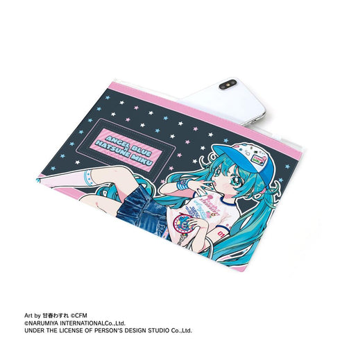 『初音ミク』ANGEL BLUEコラボ 描き下ろし 初音ミク Art by 甘春わすれ ビニールフラットポーチ ver.A【202607再販】