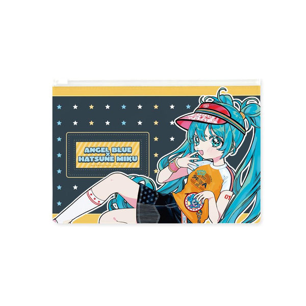 『初音ミク』ANGEL BLUEコラボ 描き下ろし 初音ミク Art by 甘春わすれ ビニールフラットポーチ ver.B【202607再販】