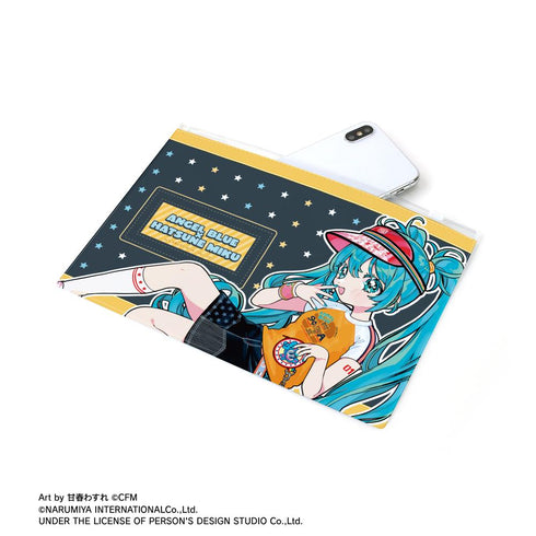 『初音ミク』ANGEL BLUEコラボ 描き下ろし 初音ミク Art by 甘春わすれ ビニールフラットポーチ ver.B
