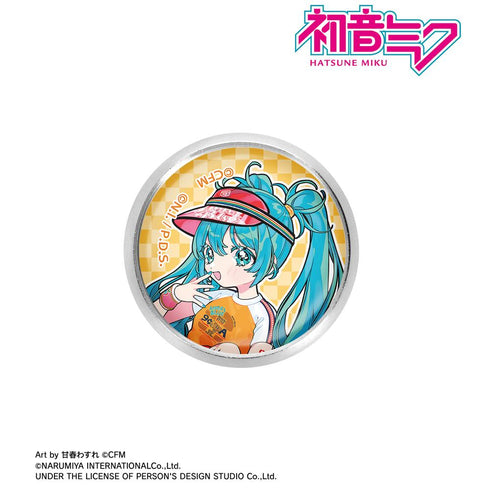 『初音ミク』ANGEL BLUEコラボ 描き下ろし 初音ミク Art by 甘春わすれ ガラスマグネットピンバッジ ver.B