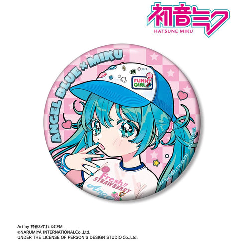 『初音ミク』ANGEL BLUEコラボ 描き下ろし 初音ミク Art by 甘春わすれ 100mm缶バッジ ver.A