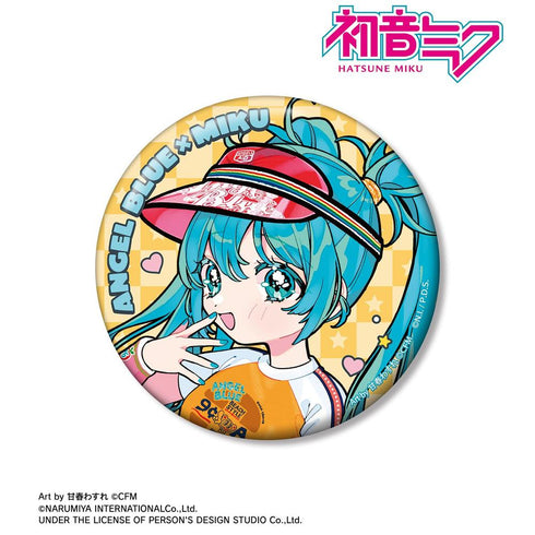 『初音ミク』ANGEL BLUEコラボ 描き下ろし 初音ミク Art by 甘春わすれ 100mm缶バッジ ver.B【202607再販】