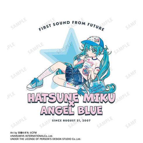 『初音ミク』ANGEL BLUEコラボ 描き下ろし 初音ミク Art by 甘春わすれ ラグランTシャツ ver.Aユニセックス