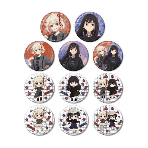 『リコリス・リコイル』meagratiaコラボ 描き下ろし&ちびキャラ トレーディンググリッター缶バッジ(単位/BOX)